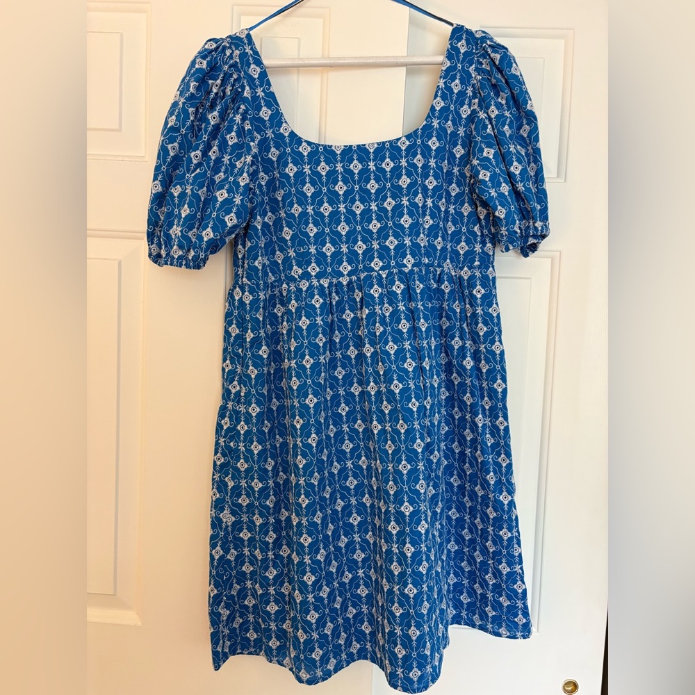 RHODE Blue and White Embroidered Dress
